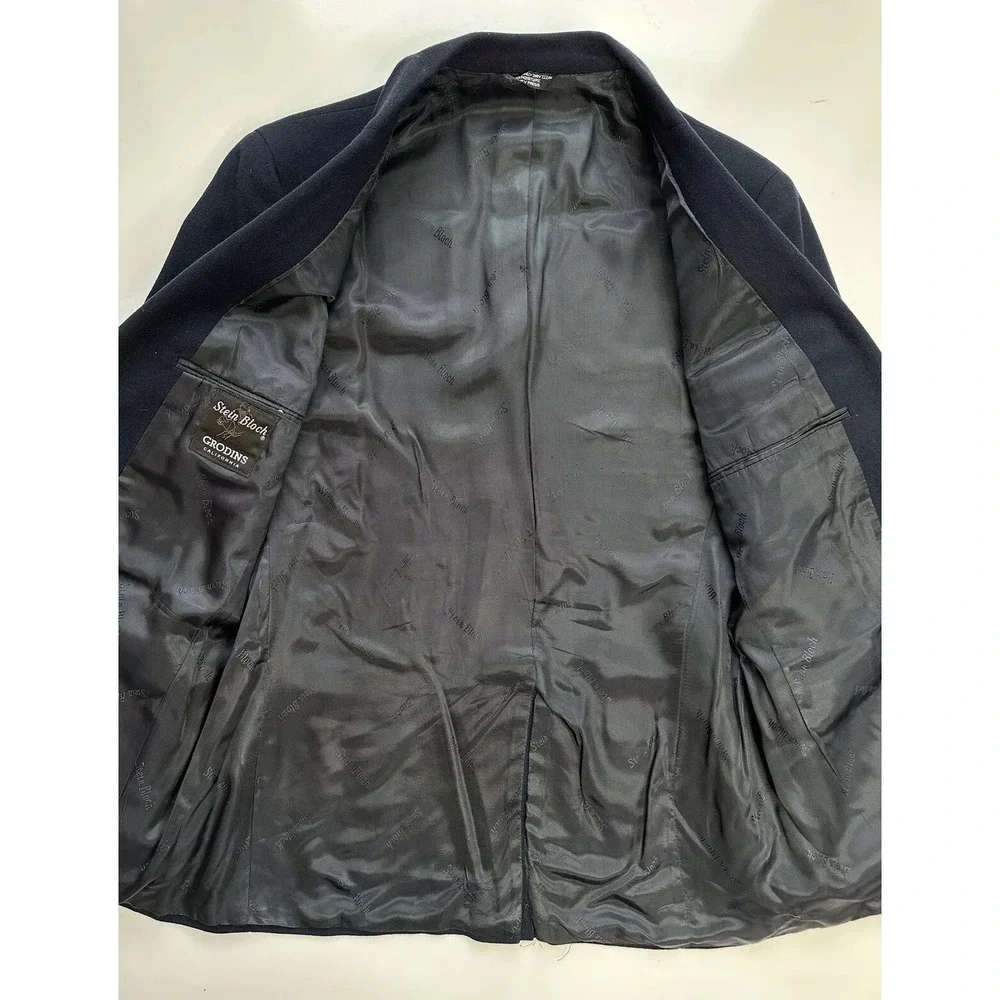 Stein Bloch Navy Blue Heavy Wool Sport Over‎ Coat Gold Buttons / Men's Size 40 R